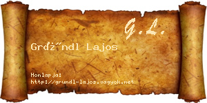 Gründl Lajos névjegykártya